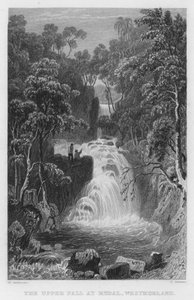 The Upper Fall w Rydal, Westmorland (grawerowanie) autorstwa Thomas (after) Allom