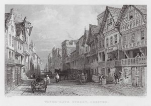 Water-Gate Street, Chester (rycina) autorstwa Thomas (after) Allom