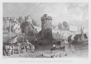 Wieża Ciśnień, z Dee Basin, Chester (grawerowanie) autorstwa Thomas (after) Allom