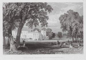 Opactwo Welbeck, Nottinghamshire (grawerowanie) autorstwa Thomas (after) Allom