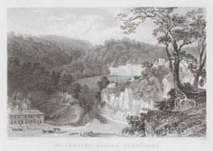 Zamek Willersley, Derbyshire (grawerowanie) autorstwa Thomas (after) Allom