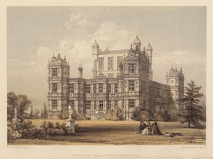 Wollaton Hall, Nottinghamshire (akwatinta) autorstwa Thomas (after) Allom