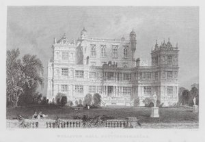 Wollaton Hall, Nottinghamshire (grawerowanie) autorstwa Thomas (after) Allom