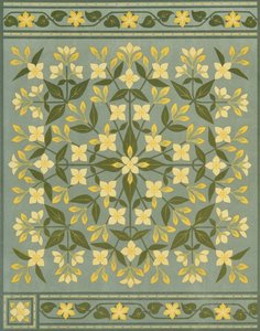Projekt poduszki zaczerpnięty z książki "The Art of Embroidery, A Treatise on Practise of Decorative Needlework" ("Sztuka haftu, traktat o praktyce igłowania dekoracyjnego") autorstwa Thomas (after) Crane