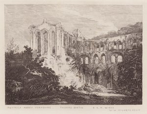 Opactwo Rievaulx (rycina) autorstwa Thomas (after) Girtin