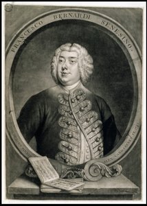 Francesco Bernardi Senesino, grawerowane przez Aleksandra van Haeckena (1701-58) autorstwa Thomas (after) Hudson