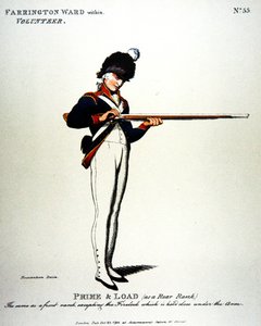 Oddział Farrington, wewnątrz, Wolontariusz autorstwa Thomas (after) Rowlandson