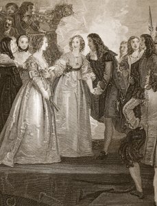 Karol II odbierający księżną Orleanu w Dover, ryty W. Bromley, ilustracja z „Historii Anglii” Davida Hume