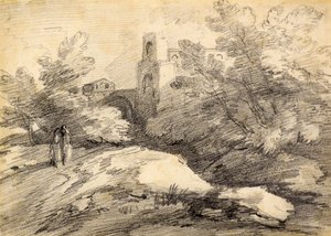 Krajobraz (ołówek) autorstwa Thomas (attr. to) Gainsborough