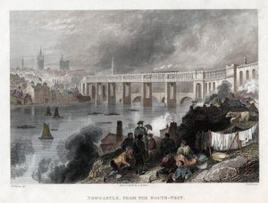 Most wysokiego poziomu nad Tyne w Newcastle, 1849 autorstwa Thomas Abiel Prior