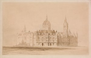 Projekt konkursowy dla ratusza w Manchesterze autorstwa Thomas Allom