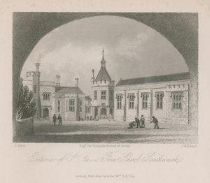 Na zewnątrz Wolnej Szkoły św. Olafa autorstwa Thomas Allom