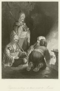 Pielgrzymi odpoczywający w drodze do Mekki autorstwa Thomas Allom
