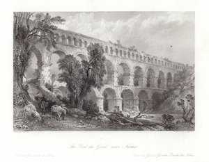 Pont du Gard, niedaleko Nismes autorstwa Thomas Allom