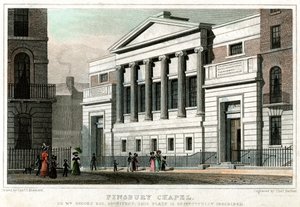 Kaplica Finsbury, City of London, 1827. autorstwa Thomas Barber