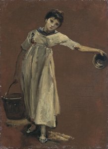 Dziewczyna niosąca wiadro (olej na płótnie) autorstwa Thomas Barker of Bath