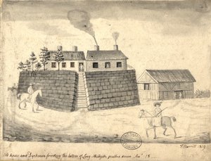 Old Dye House i Dye House, Manchester, 1819 (pióro i atrament i pranie na papierze)