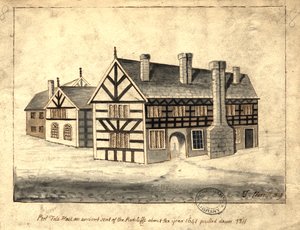 Pool Fold Hall, Manchester, 1819 (pióro i atrament i pranie na papierze)