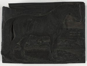 Woodblock do Czarnego Konia, z Ogólnej Historii Czworonogów autorstwa Thomas Bewick