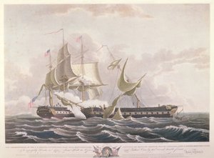 Bitwa między USS Constitution a HMS Guerriere autorstwa Thomas Birch