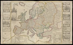 Nowa mapa Europy sporządzona na podstawie najdokładniejszych obserwacji przekazanych Towarzystwu Królewskiemu w Londynie i Paryżu, ok. 1720 r. (rysunek techniczny) autorstwa Thomas Bowles