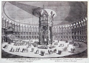 Widok wnętrza rotundy w Ranelagh Gardens z Towarzystwem podczas śniadania, z „Survey of the Cities of London and Westminster” Johna Stow