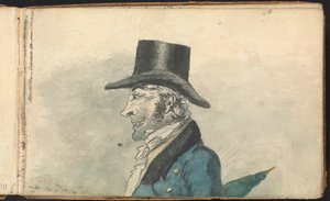 Album Studiów pejzażowych i figuralnych: Profil mężczyzny z parasolką