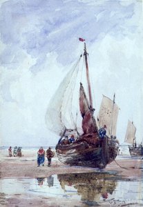 Kutas wędkarski na plaży (akwarela) autorstwa Thomas Bush Hardy