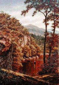 Letni dzień nad górskim jeziorem autorstwa Thomas Charles Farrer