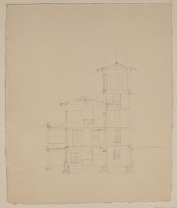 Rysunek proponowanej willi w Catskill, ok. 1801-48 (grafitowy ołówek na białawym papierze tkanym) autorstwa Thomas Cole