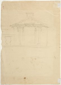 Darmowy rysunek odręczny elewacji nowego studia w Cedar Grove autorstwa Thomas Cole