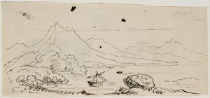 Szkic krajobrazu, 1841 (pióro i czarny tusz na kremowym papierze) autorstwa Thomas Cole