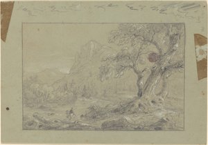 Studium dla „Górskiego brodu” autorstwa Thomas Cole