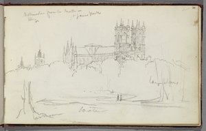 Opactwo Westminster od północy, St. James Park, ok. 1830 (ołówek na papierze) autorstwa Thomas Cole