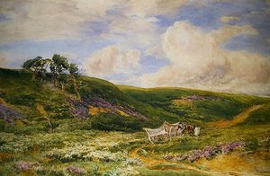 Krajobraz z wózkiem (akwarela na papierze) autorstwa Thomas Collier