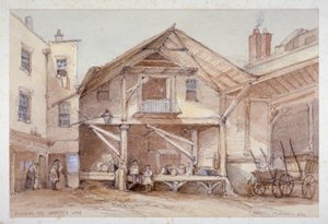 Blossoms Inn, Lawrence Lane, City of London, 1854. autorstwa Thomas Colman Dibdin