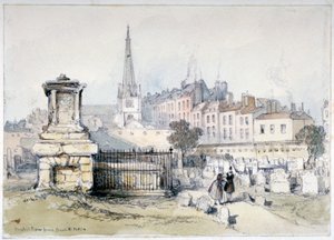 Widok Bunhill Row z Bunhill Fields, Finsbury, Islington, Londyn, c1860. autorstwa Thomas Colman Dibdin