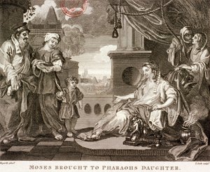 „Mojżesz przyprowadzony do córki faraonów”, 1809 autorstwa Thomas Cook