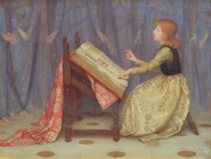 Dziewczyna siedząca we wnętrzu autorstwa Thomas Cooper Gotch