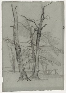 Studium krajobrazu z drzewami, c. 1870-1875. autorstwa Thomas Couture