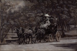The Fairman Rogers Four-In-Hand (Majowy poranek w parku) 1899 (olej na płótnie) autorstwa Thomas Cowperthwait Eakins