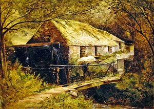 Dolgelly Mill, Północna Walia (olej na płótnie) autorstwa Thomas Creswick
