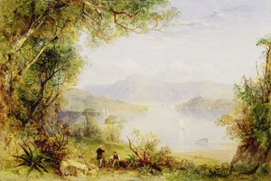Widok na rzekę Hudson, ok. 1840-1845 (olej na panelu)