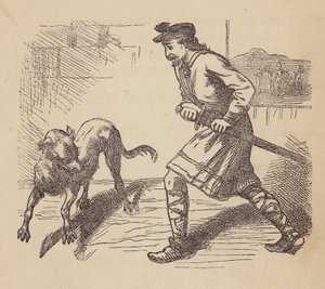 Llewellyn i jego pies (kolorowa rycina)