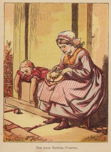Biedna tkaczka (kolorowy grawerunek) autorstwa Thomas Dalziel