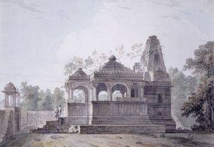 Świątynia hinduska w forcie Rohtas, Bihar, autorstwa Thomas Daniell
