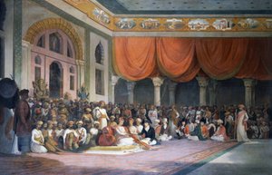 Charles Warre Malet zawierający traktat z Peshwą z Imperium Marathów w 1790 roku w Durbar autorstwa Thomas Daniell