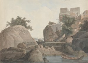 Skała Fakira w Sultanganj nad Gangesem autorstwa Thomas Daniell