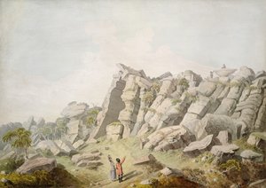 Figurki w Brimham Crags (akwarela na papierze) autorstwa Thomas Daniell