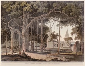 Świątynie hinduskie w Agouree nad rzeką Soane autorstwa Thomas Daniell